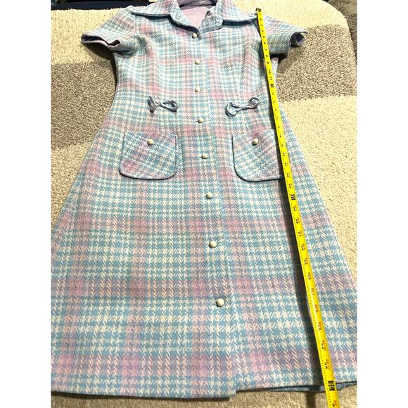 VTG Bonwit Teller 50s 60s Plaid Dress Womens Size Small Cap Sleeves Blue Purple - Picture 6 of 14